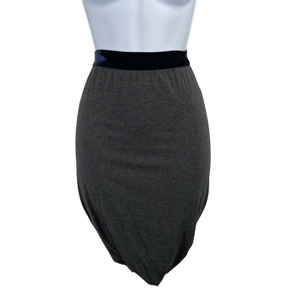 T by Alexander Wang Gray Twisted Bubble Skirt Velvet Waistband Knee Length S